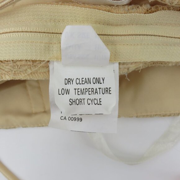 Y2K Womens 12 Juniors 11 Beige Yellow Beaded Corset Spaghetti Tank Top Shirt Bow - Picture 10 of 13